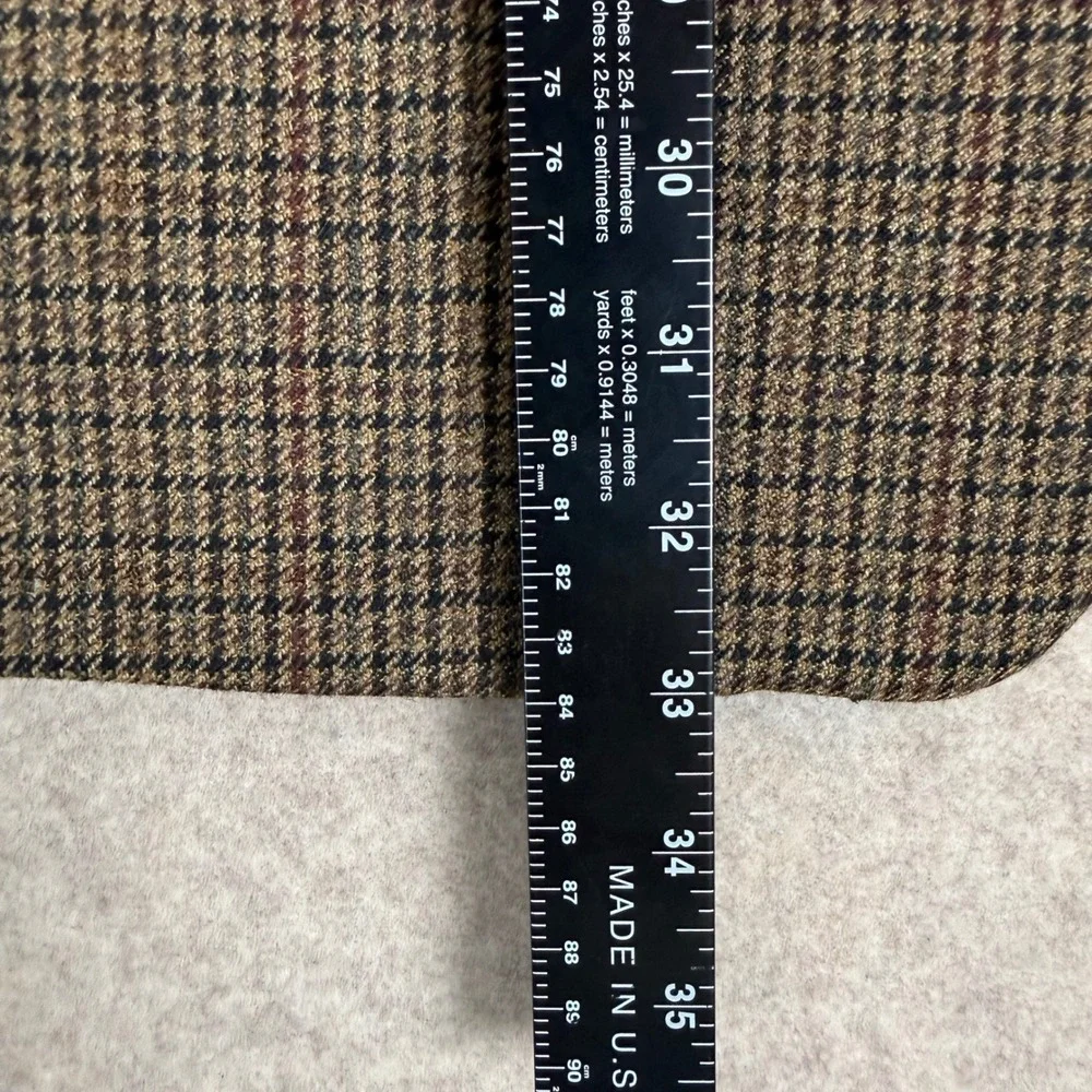 Alan Flusser Sport Coat 42L Lambswool Houndstooth Brown Blazer 2-Button Jacket